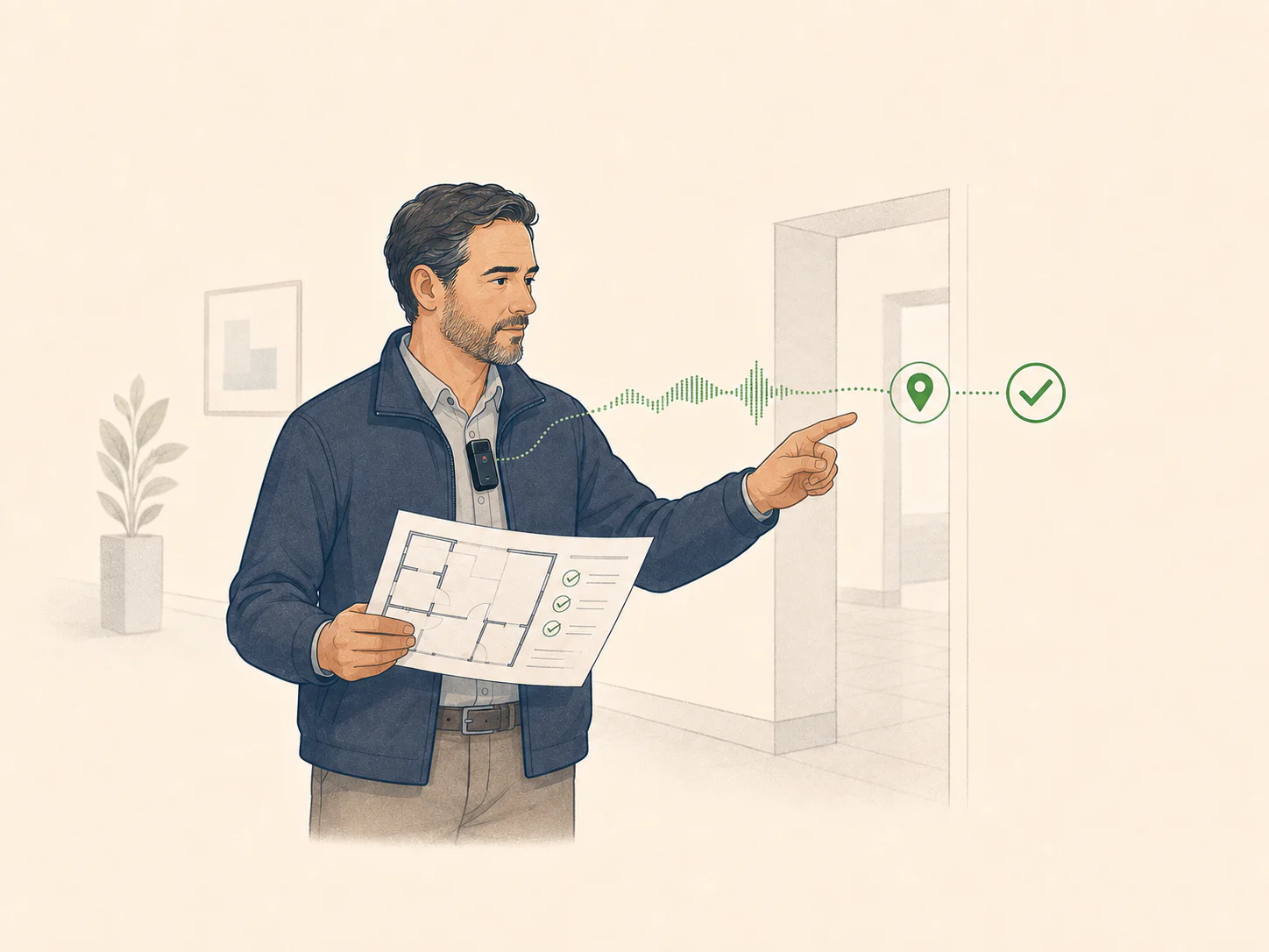 Illustration eines vor Ort eingesprochenen Befunds im Außendienst