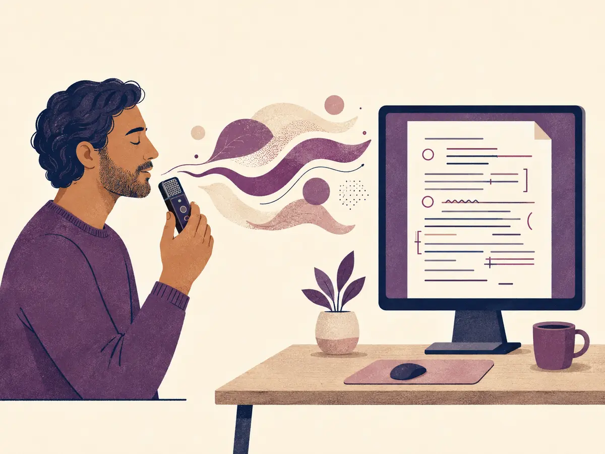 Illustration eines gesprochenen Entwurfs, der anschließend am Rechner überarbeitet wird
